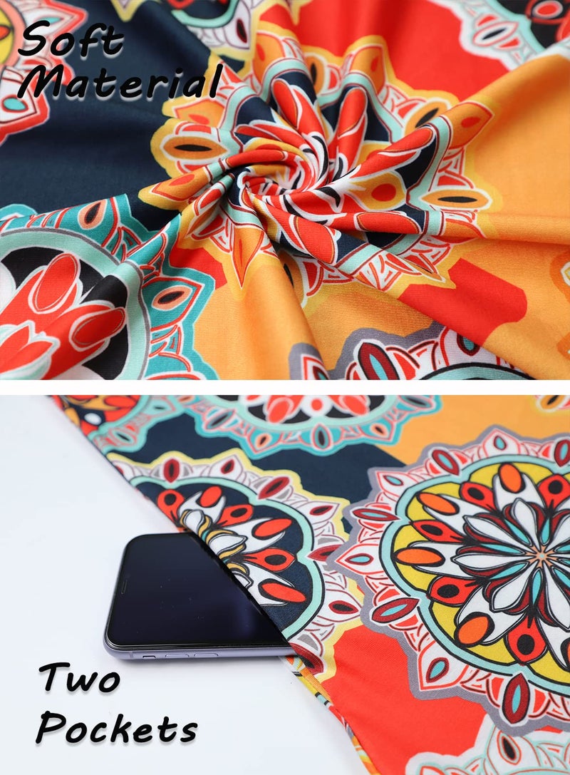 SimpleFun Summer Dresses for Women Beach Sleeveless Ethnic Style Pockets Casual Loose Tank Dress Floral Pattern1,L - Image 4